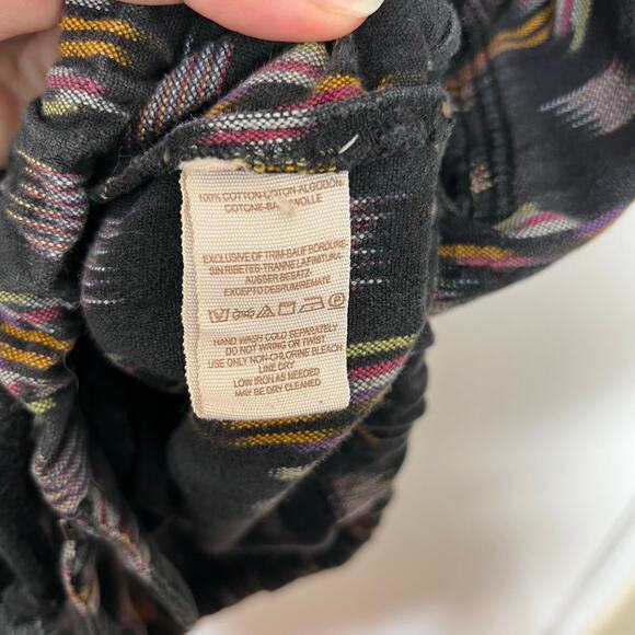 Free People Ikat Print Hooded Utility Jacket Black Cotton Boho Lagenlook - Picture 11 of 15